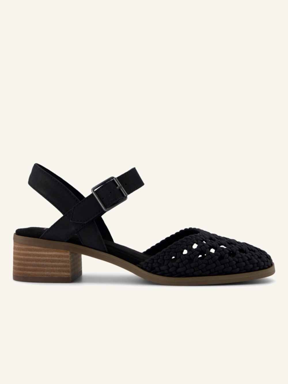 Toms Jaclyn Black Perforated Leather Heel